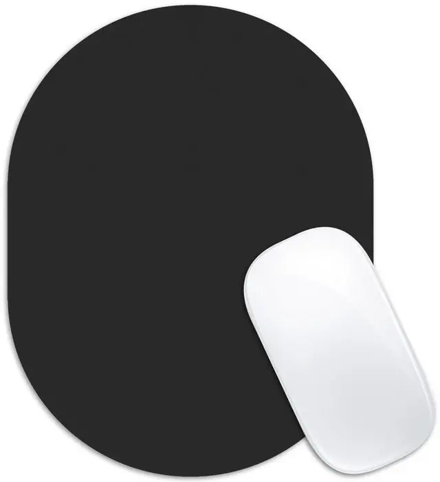Main image of Black Oval Mouse Pad, 6 x 8 in Small Portable Mousepad with Non-Slip Base for Laptop Computer Travel