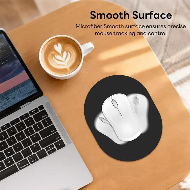 Alt view image 3 of 7 - Black Oval Mouse Pad, 6 x 8 in Small Portable Mousepad with Non-Slip Base for Laptop Computer Travel