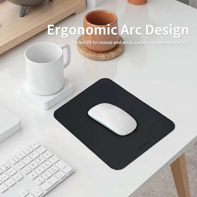 Alt view image 4 of 4 - Pad for Laptop 3 Shapes: Rectangle, Oval & Waterdrop | Vegan Leather Mini Travel Mouse Pad with Hand-Edge Finishing & Fine Stitching, Waterproof, Non-Slip
