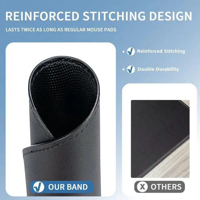 Alt view image 2 of 4 - Pad for Laptop 3 Shapes: Rectangle, Oval & Waterdrop | Vegan Leather Mini Travel Mouse Pad with Hand-Edge Finishing & Fine Stitching, Waterproof, Non-Slip