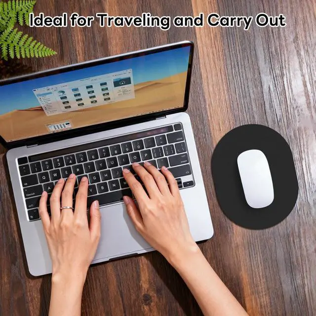 Alt view image 6 of 7 - Black Oval Mouse Pad, 6 x 8 in Small Portable Mousepad with Non-Slip Base for Laptop Computer Travel
