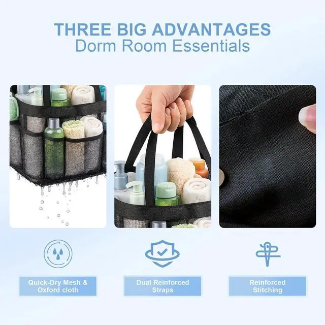 Alt view image 4 of 5 - Mesh Shower Caddy Portable with 9 Pockets for College Dorm Room Essentials