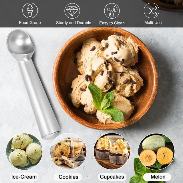 Alt view image 6 of 7 - 7 inch Ice Cream Scoop - One-Piece Nonstick Aluminum Ice Cream Scooper - Professional Metal Ice Cream Spoon - Durable, Easy to Use & Clean - Lightweight Cookie Spoon - Scoop Ice Cream (Sliver)