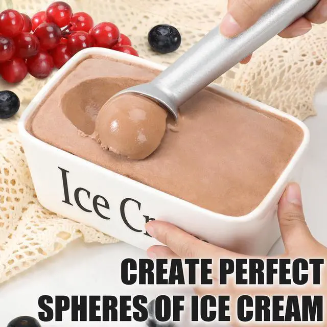 Alt view image 7 of 7 - 7 inch Ice Cream Scoop - One-Piece Nonstick Aluminum Ice Cream Scooper - Professional Metal Ice Cream Spoon - Durable, Easy to Use & Clean - Lightweight Cookie Spoon - Scoop Ice Cream (Sliver)