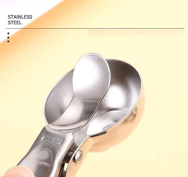 Alt view image 3 of 6 - Ice Cream Scoop with Rubber Handle, 8 Inch Stainless Steel Light Pink Watermelon and Ice Cream Hemisphere Spoon for Kitchen and Outdoors (pink)