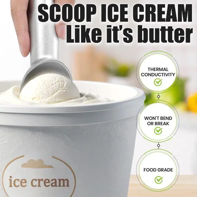 Alt view image 5 of 7 - 7 inch Ice Cream Scoop - One-Piece Nonstick Aluminum Ice Cream Scooper - Professional Metal Ice Cream Spoon - Durable, Easy to Use & Clean - Lightweight Cookie Spoon - Scoop Ice Cream (Sliver)