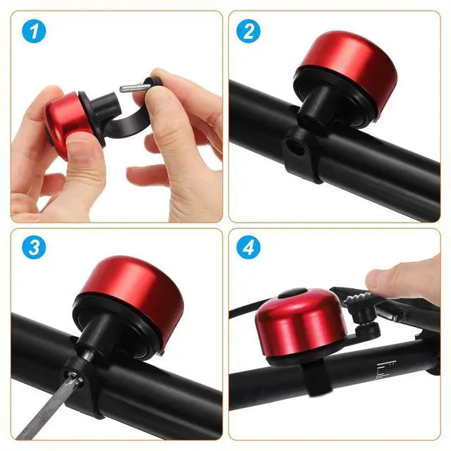 Alt view image 6 of 7 - Bike Bell Mini Bicycle Bell with Loud Crisp Clear Sound Bike Ring Bell Aluminum Bike Accessories for Road Adults Children Mountain Bike, Purple