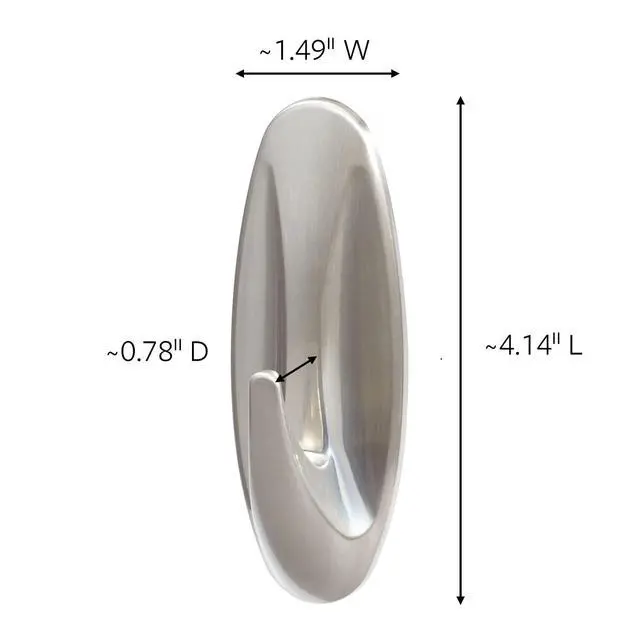 Alt view image 2 of 7 - Command Large Designer Hook, Holds up to 5 lb, 1 Wall Hook with 2 Command Strips, Brushed Nickel Color, Damage Free Hanging Hooks for Hanging Decorations in Living Spaces