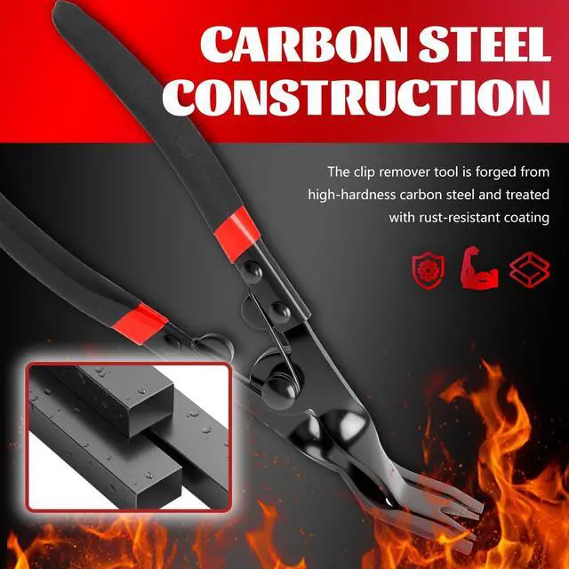 Alt view image 3 of 7 - 2 in 1 Panel Clip Removal Pliers,Automotive Trim Clip Removal Tool with Flat Jaw & Spring Action,Professional Car Clips Pliers for Headlight/Door Panel/Upholstery Trim Clips/Push Pin
