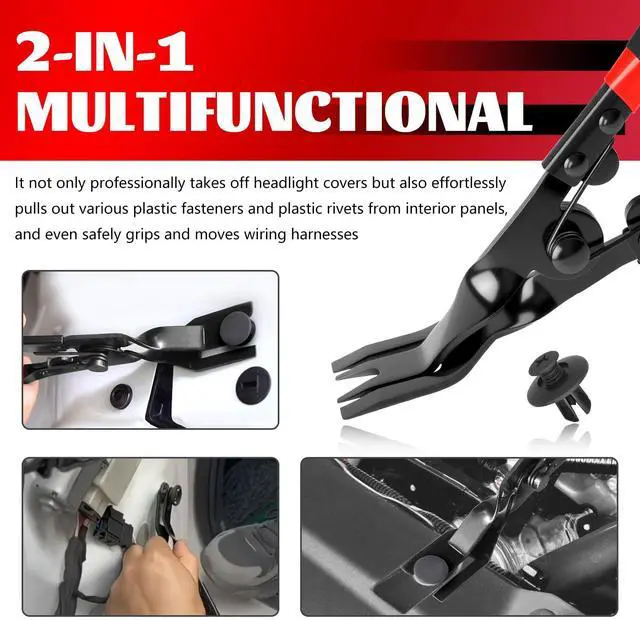 Alt view image 4 of 7 - 2 in 1 Panel Clip Removal Pliers,Automotive Trim Clip Removal Tool with Flat Jaw & Spring Action,Professional Car Clips Pliers for Headlight/Door Panel/Upholstery Trim Clips/Push Pin