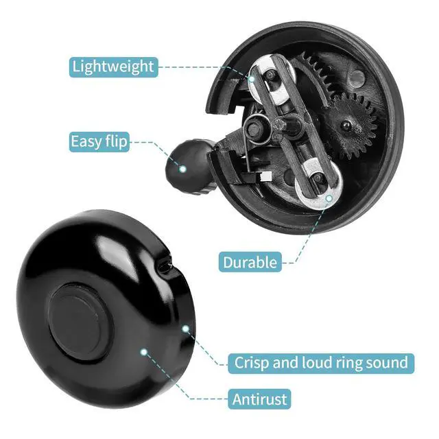 Alt view image 3 of 3 - Classic Bike Bell, Aluminum Bicycle Bell, Loud Crisp Clear Sound Bicycle Bike Bell for Adults Kids(Black-Left Hand Use)