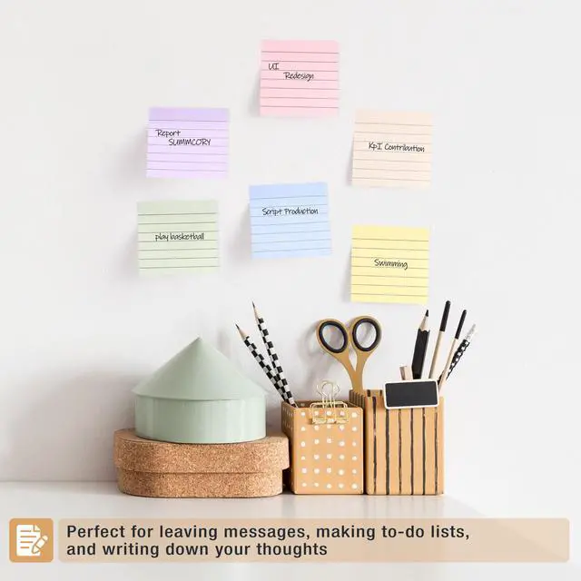 Alt view image 3 of 5 - Lined Sticky Notes, 3" x 3", 6 Pads, 45 Sheets/Pad