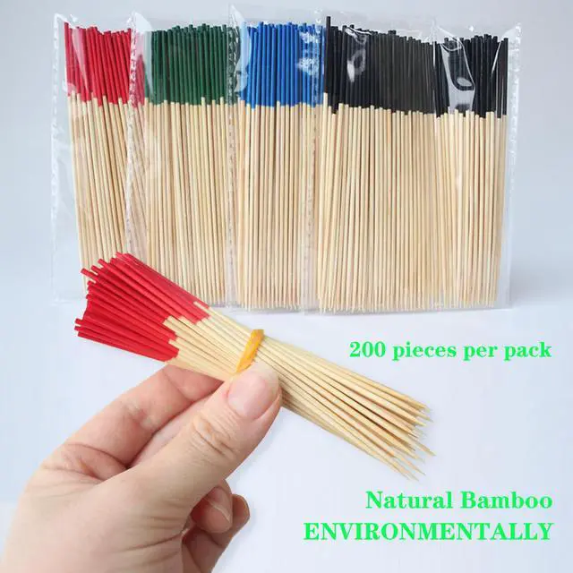 Alt view image 3 of 6 - 200 Pack Bamboo Toothpicks for Appetizers, 2mm 4.7 Inch Natural Bamboo Cocktail Picks for Cake Dessert Food Fruit Party Decorations(Green)