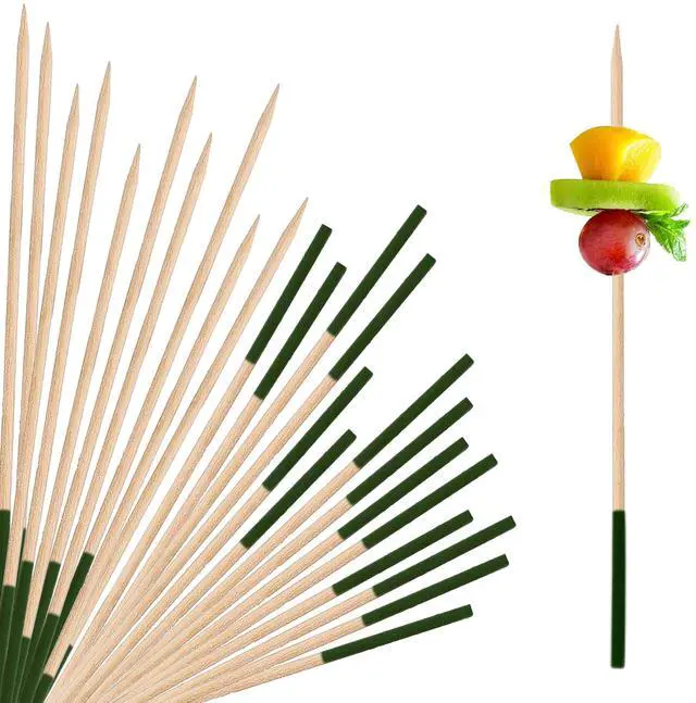 Main image of 200 Pack Bamboo Toothpicks for Appetizers, 2mm 4.7 Inch Natural Bamboo Cocktail Picks for Cake Dessert Food Fruit Party Decorations(Green)