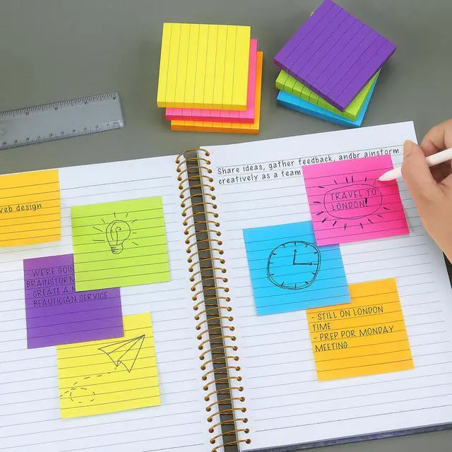 Alt view image 7 of 7 - Notes 3x3 in, 6 Bright Multi Colors,100 Sheet/Pad