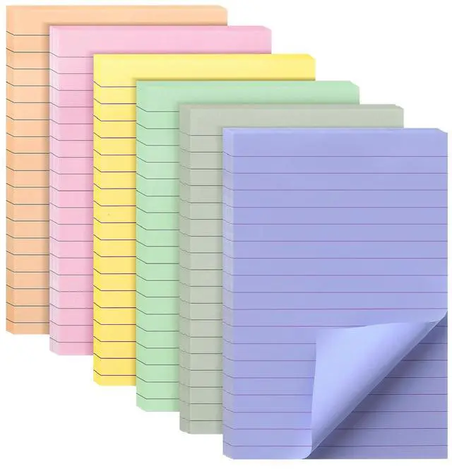 Main image of Lined Sticky Notes, 4" x 6", 6 Pads, 45 Sheets/Pad