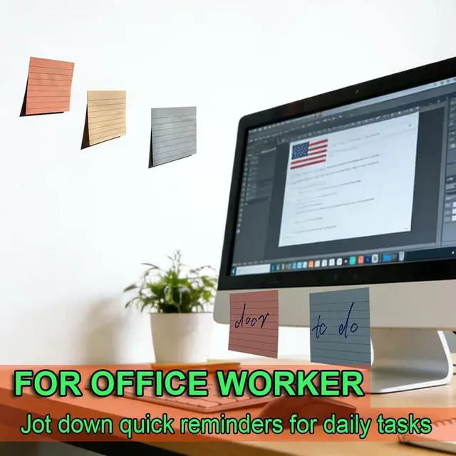 Alt view image 6 of 6 - (12 Pack) Lined Sticky Notes 3x3 in,Notepads with Lines,Ruled Stickies Super Sticking Power,Office School Memo Note Pads Vintage Colors,Post on Windows Doors,Recyclable,Easy to Write on