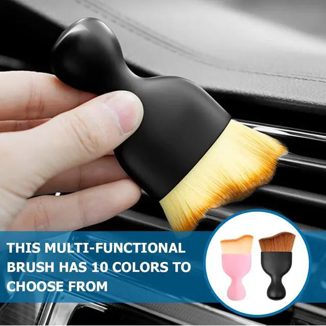 Alt view image 5 of 7 - Car Detailing Brush, Auto Interior Dusting Brush, Car Soft Bristle Cleaning Tool, Universal Car Interior Crevice Brush for Dashboard, Air Conditioner Vents, Leather, Computer (Brown)