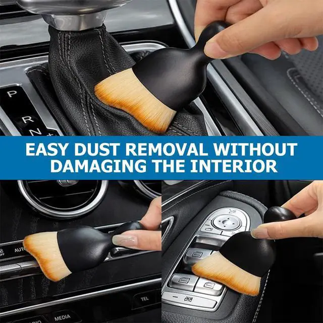 Alt view image 7 of 7 - Car Detailing Brush, Auto Interior Dusting Brush, Car Soft Bristle Cleaning Tool, Universal Car Interior Crevice Brush for Dashboard, Air Conditioner Vents, Leather, Computer (Brown)