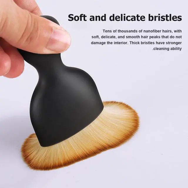Alt view image 6 of 7 - Car Detailing Brush, Auto Interior Dusting Brush, Car Soft Bristle Cleaning Tool, Universal Car Interior Crevice Brush for Dashboard, Air Conditioner Vents, Leather, Computer (Brown)