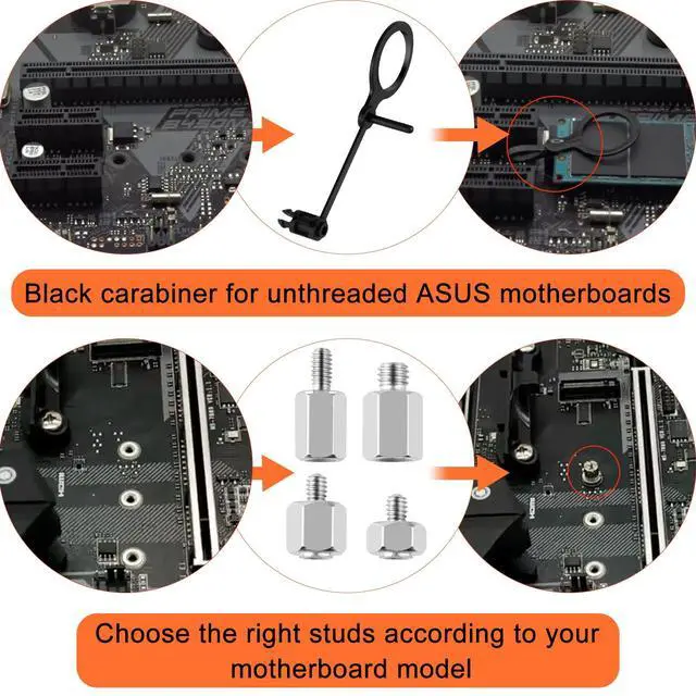 Alt view image 2 of 4 - M.2 SSD Screws Kit, PCIe NVMe M.2 SSD Mounting Screw Kit for Asus, Gigabyte, ASRock, or MSI motherboards