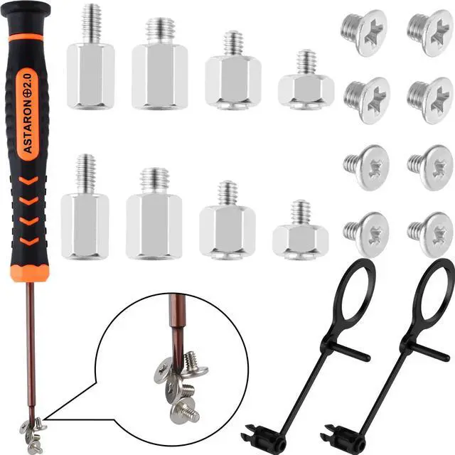 Main image of M.2 SSD Screws Kit, PCIe NVMe M.2 SSD Mounting Screw Kit for Asus, Gigabyte, ASRock, or MSI motherboards