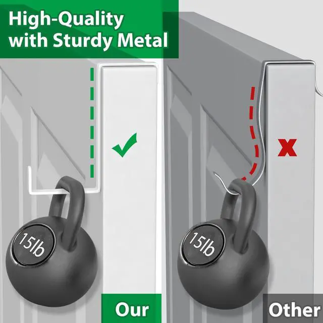 Alt view image 4 of 7 - Over The Door Hooks 10 Pack, Z-Shaped Door Hanger Hook Fits The 1 3/8" and 1 3/4" Door Widths, Reversible Metal Door Hooks for Hanging Clothes, Coats, Towels, Shoe Organizers (White)