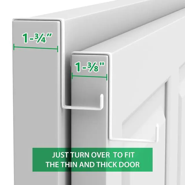 Alt view image 2 of 7 - Over The Door Hooks 10 Pack, Z-Shaped Door Hanger Hook Fits The 1 3/8" and 1 3/4" Door Widths, Reversible Metal Door Hooks for Hanging Clothes, Coats, Towels, Shoe Organizers (White)