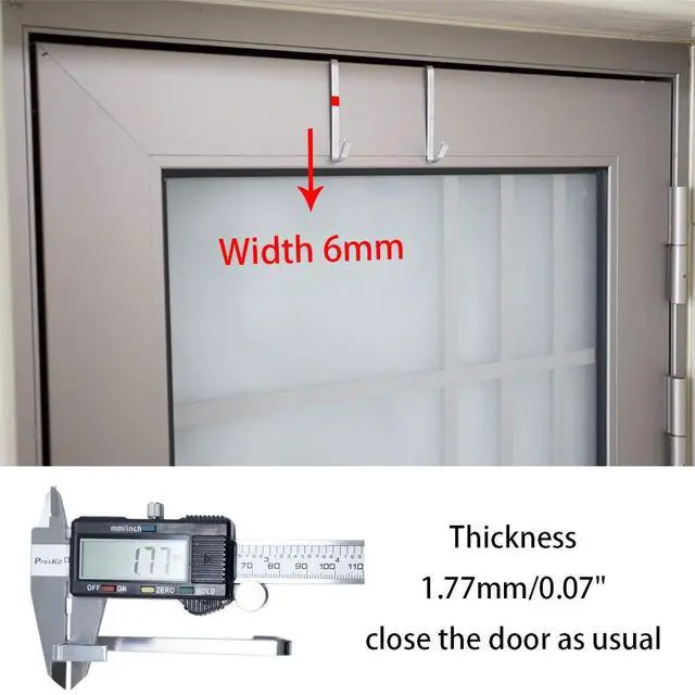 Alt view image 5 of 7 - Over-The-Door Single Hanger Hook, Durable Metal Organizer for Hanging Coat Towel Bag Robe, Back of Bathroom and More (Silver, Single 4 Pack)