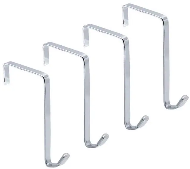 Main image of Over-The-Door Single Hanger Hook, Durable Metal Organizer for Hanging Coat Towel Bag Robe, Back of Bathroom and More (Silver, Single 4 Pack)
