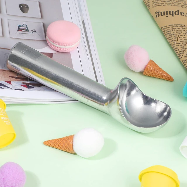 Alt view image 6 of 7 - Ice Cream Scoop, 7 Inch Aluminum, Nonstick, Bright Silver | One-piece aluminum, anti-freeze handle, cuts hard ice cream, gelato & sorbet, hand wash only