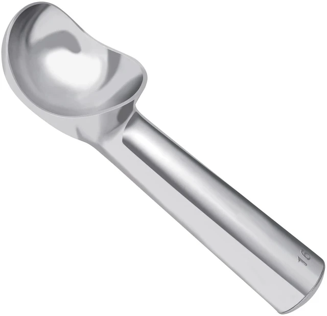 Main image of Ice Cream Scoop, 7 Inch Aluminum, Nonstick, Bright Silver | One-piece aluminum, anti-freeze handle, cuts hard ice cream, gelato & sorbet, hand wash only