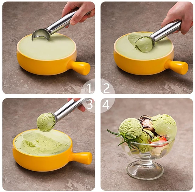 Alt view image 7 of 7 - Ice Cream Scoop, 7 Inch Aluminum, Nonstick, Bright Silver | One-piece aluminum, anti-freeze handle, cuts hard ice cream, gelato & sorbet, hand wash only