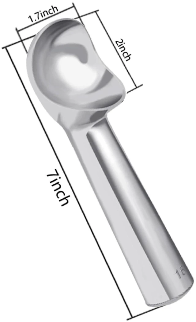 Alt view image 2 of 7 - Ice Cream Scoop, 7 Inch Aluminum, Nonstick, Bright Silver | One-piece aluminum, anti-freeze handle, cuts hard ice cream, gelato & sorbet, hand wash only