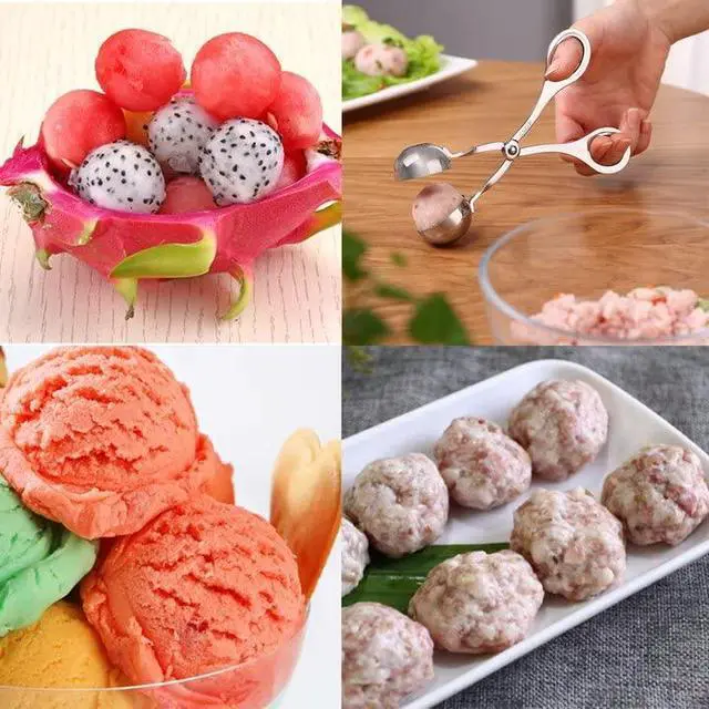 Alt view image 4 of 6 - 2 Pcs Stainless Steel Meat Baller Ball Maker Meatball Scoop None-Stick Baller Tongs Meat Ball Maker Mold Cake Pop,Ice Tongs,Cookie Dough Scoop for Kitchen