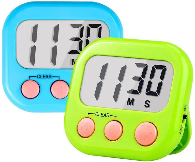 Main image of Timer for Kids Teachers Supplies Digital Kitchen Timers for Cooking Large Magnetic Classroom Timer 2Pack-Blue Green