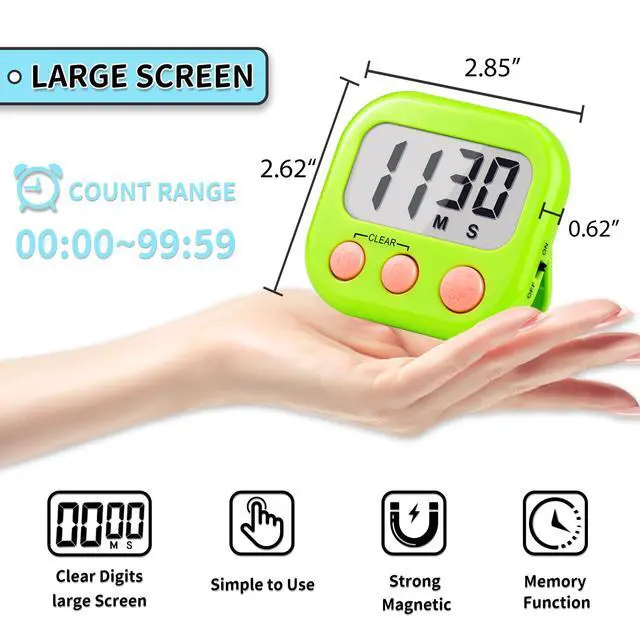 Alt view image 5 of 7 - Timer for Kids Teachers Supplies Digital Kitchen Timers for Cooking Large Magnetic Classroom Timer 2Pack-Blue Green