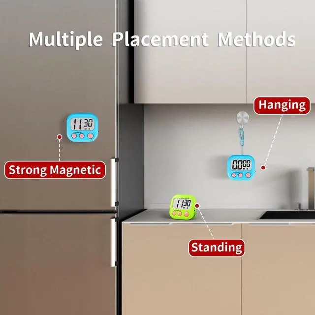 Alt view image 6 of 7 - Timer for Kids Teachers Supplies Digital Kitchen Timers for Cooking Large Magnetic Classroom Timer 2Pack-Blue Green