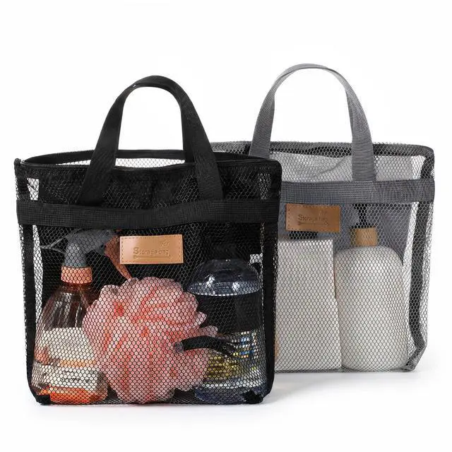Main image of 2Pcs Mesh Shower Caddy Bag, Portable Gym Shower Bag Quick-Dry Caddy Bath Organizer with Zipper Showers Caddies Household Showers Bags for College Dorm Gym Yoga Swimming Pool Travel