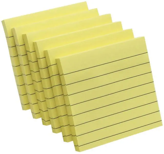 Main image of Lined Sticky Notes, 3x3 Inch, 600 Sheets Self-Stick Notes, Easy to Post for School, Office, Notebook, Pastel Yellow Color, 100 Sheets/Pad