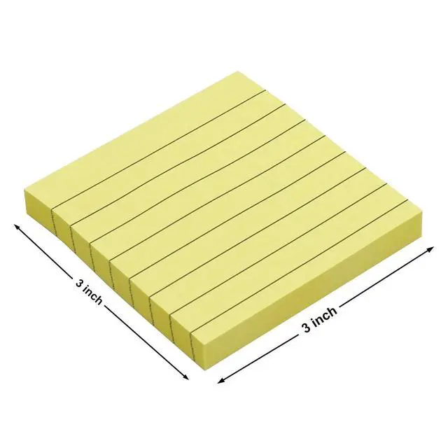 Alt view image 2 of 7 - Lined Sticky Notes, 3x3 Inch, 600 Sheets Self-Stick Notes, Easy to Post for School, Office, Notebook, Pastel Yellow Color, 100 Sheets/Pad