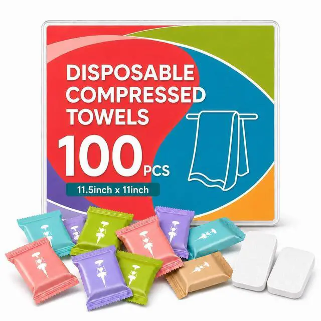 Main image of 45PCS Compressed Towels for Travel, Disposable Face Towels & Face Wipes, Extra Thick Compressed Towel Tablets, Travel Washcloths for Camping, Outdoor, Hotel, Face & Body Care