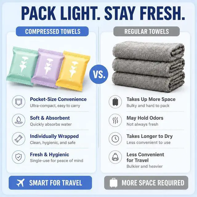 Alt view image 2 of 6 - 45PCS Compressed Towels for Travel, Disposable Face Towels & Face Wipes, Extra Thick Compressed Towel Tablets, Travel Washcloths for Camping, Outdoor, Hotel, Face & Body Care