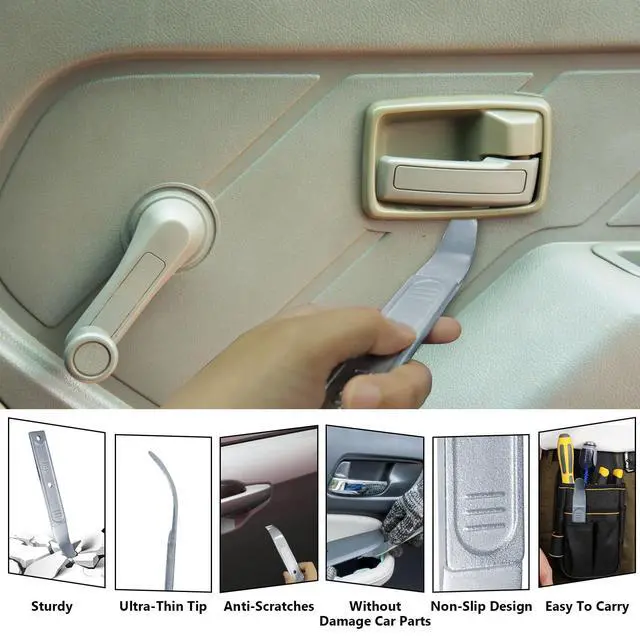 Alt view image 6 of 7 - 4140 Pry Tool, Trim Removal Tool, Panel Removal Tools for Auto Trim, Interior Door Trim Pry Tool, Panel Popper Tool, Metal Pry Bar for Automotive Planes, Automotive Tools