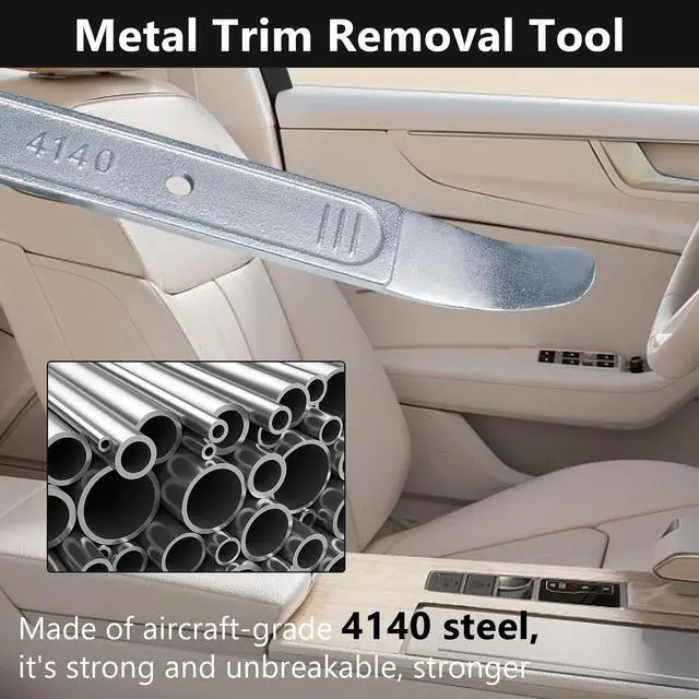 Alt view image 4 of 7 - 4140 Pry Tool, Trim Removal Tool, Panel Removal Tools for Auto Trim, Interior Door Trim Pry Tool, Panel Popper Tool, Metal Pry Bar for Automotive Planes, Automotive Tools