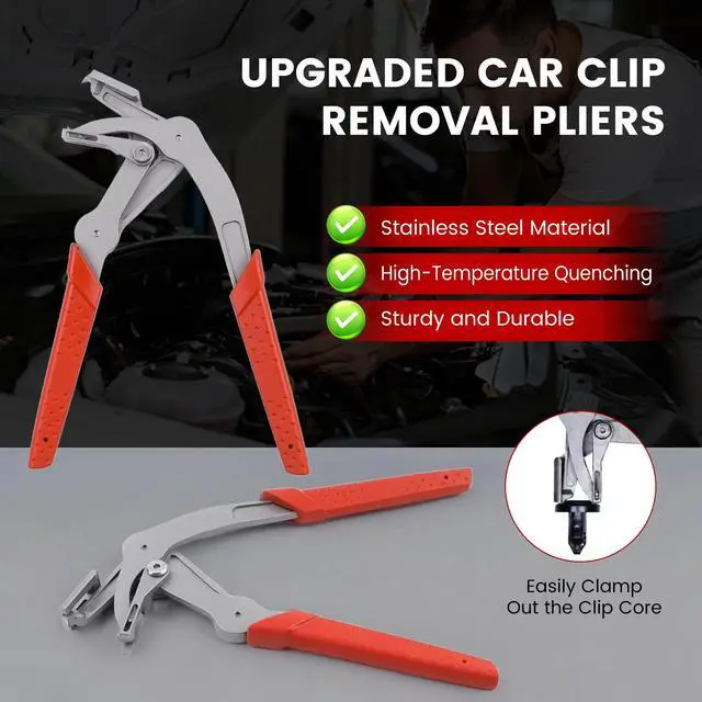 Alt view image 3 of 7 - Car Clip Pliers, Professional Auto Trim Removal Tool Ergonomic Panel Clip Pliers for Automotive Plastic Fasteners, Push Pin & Door Clip Removal, Rust-Resistant Alloy Steel for Damage-Free Disassembly