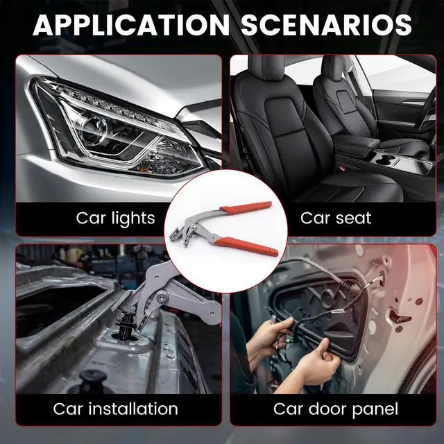 Alt view image 6 of 7 - Car Clip Pliers, Professional Auto Trim Removal Tool Ergonomic Panel Clip Pliers for Automotive Plastic Fasteners, Push Pin & Door Clip Removal, Rust-Resistant Alloy Steel for Damage-Free Disassembly
