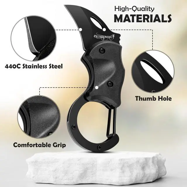 Alt view image 3 of 7 - Fathers Day Gift for Men Keychain Carabiner Pocket Knife Folding EDC Blade with Clip Mini Stainless Steel Utility Knife for Men | Camping, Hiking, Fishing, Survival Tool - 1 Pack