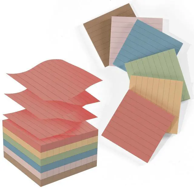 Main image of Pop Up Sticky Notes 3x3 Lined,12 Pads 600 Sheets Accordion Style Sticky Notes Refill, 80gsm Thick Paper,Strong Adhesive, 6 Vintage Colors,Post on Windows Doors,Recyclable,Easy to Write on