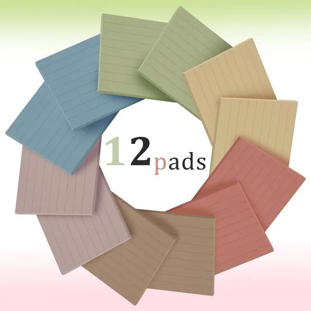 Alt view image 4 of 7 - Pop Up Sticky Notes 3x3 Lined,12 Pads 600 Sheets Accordion Style Sticky Notes Refill, 80gsm Thick Paper,Strong Adhesive, 6 Vintage Colors,Post on Windows Doors,Recyclable,Easy to Write on